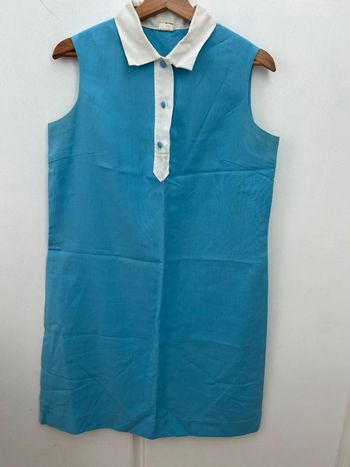 Robe en Tergal année 70 - bleu et blanche taille 40