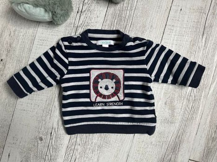 🦁 Sweat rayé Obaïbi - 3 mois