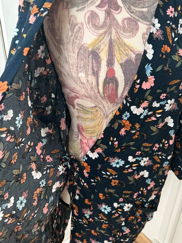 Haut tunique longue kimono - bleu - en viscose taille M - photo numéro 8