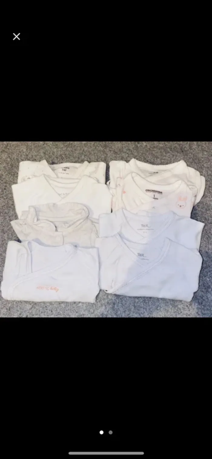 Bodies manches longues x8 taille 1 mois