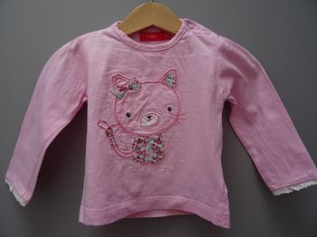 T-shirt rose motif chat 9 mois