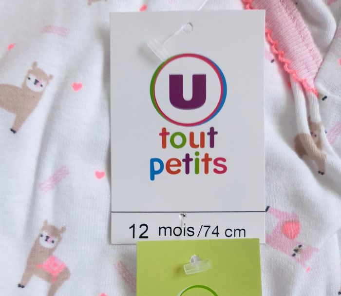 Lot 4 bodies manches longues bébé 12 mois coton bio - photo numéro 2