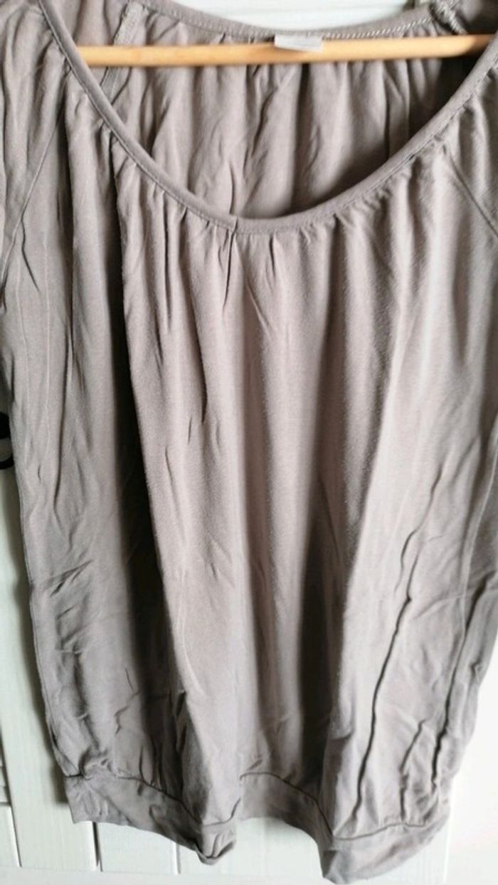 Haut beige manches 3/4 taille S Camaïeu - photo numéro 3