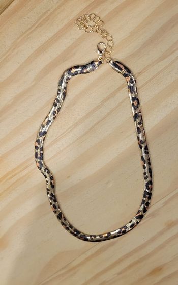 Collier femme acier inox doré léopard neuf