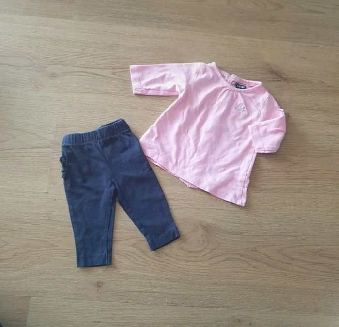 🩷 Tee-shirt ML pantalon 1 mois Pommette/kiabi #emyfleury_1moisfille - photo numéro 2