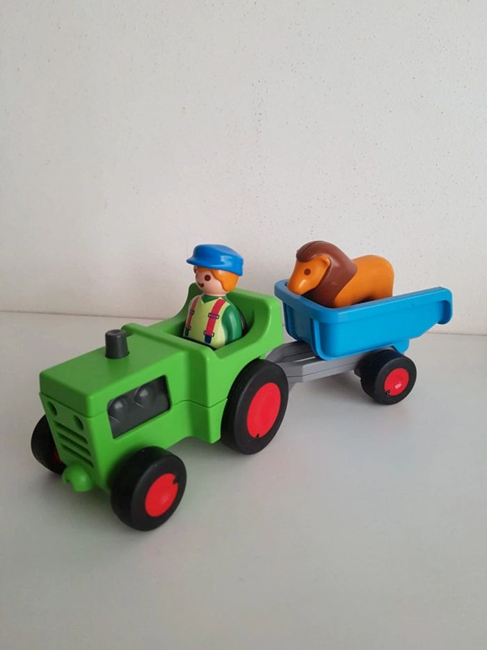 Tracteur vert avec remorque et animaux Playmobil 123 junior - photo numéro 9