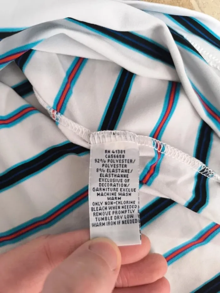 Polo Ralph Lauren homme Performance XXL blanc rayures logo marine comme neuf - photo numéro 11
