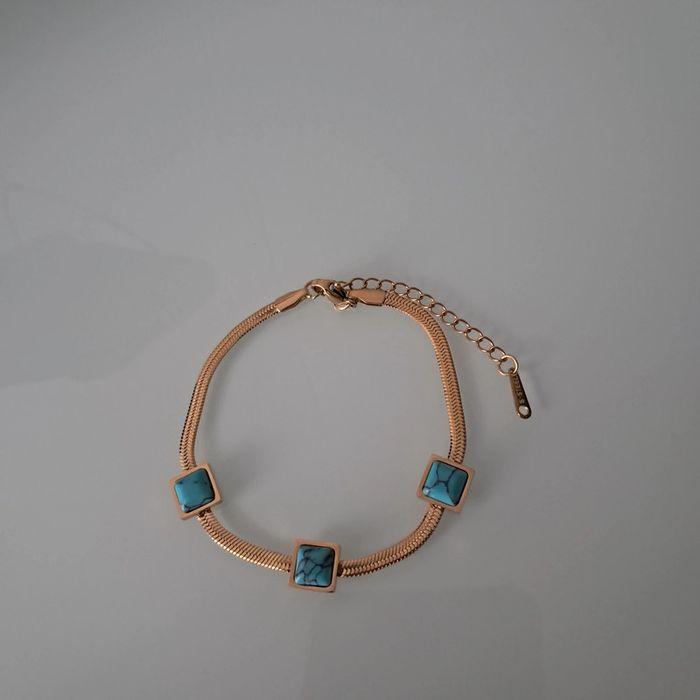 Parure maille serpent doré et turquoise - photo numéro 7