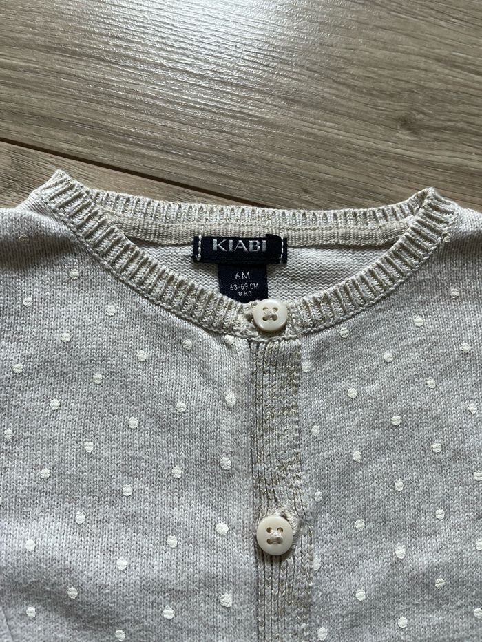 Gilet fille beige à pois taille 12mois - photo numéro 2