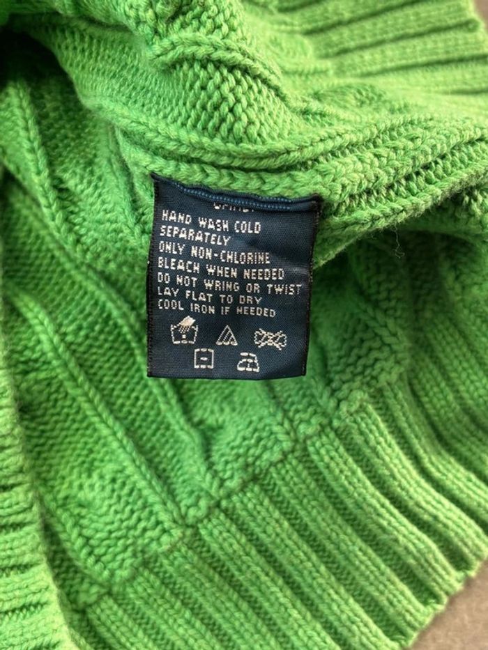 Pull d’hiver torsadé en maille Ralph Lauren col V vert taille L femme - photo numéro 10