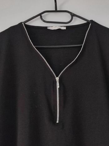 T-shirt col zip noir taille M