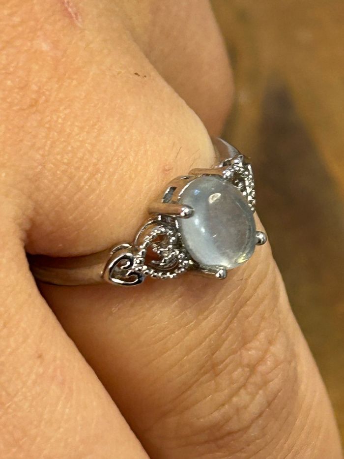 Bague réglable en laiton et en aigue-marine – Sérénité & Communication - photo numéro 2