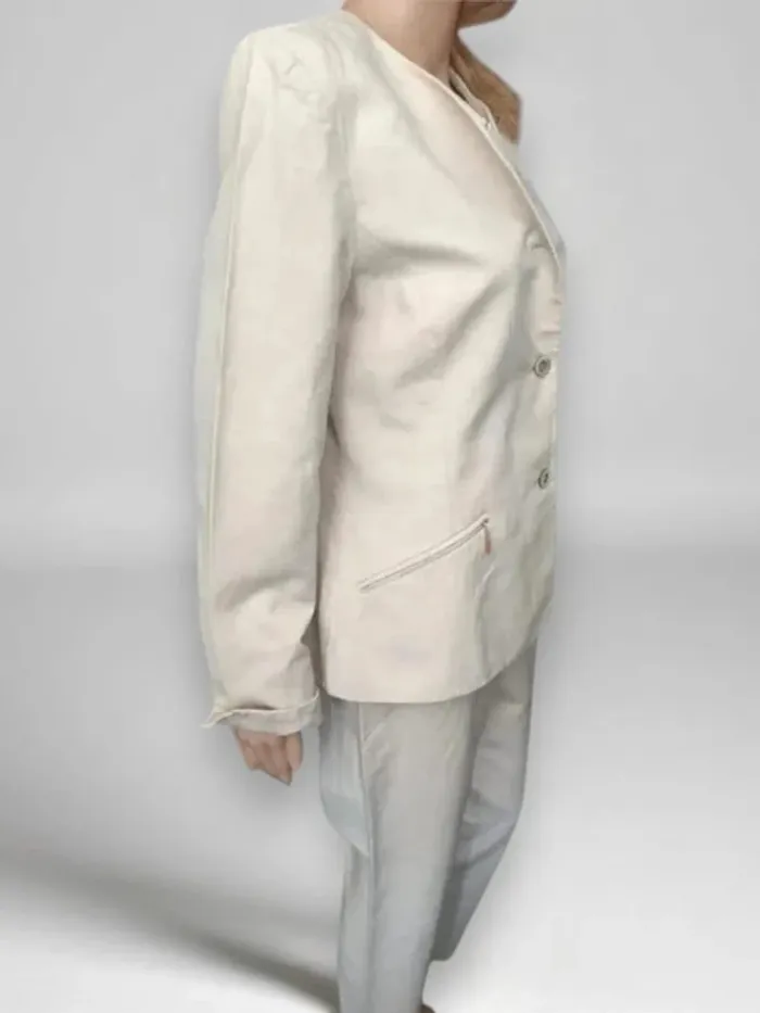 Ensemble  lin et coton Olivier Grant oversize ,coupe large et fuselé taille haute ,veste cintrée - photo numéro 4