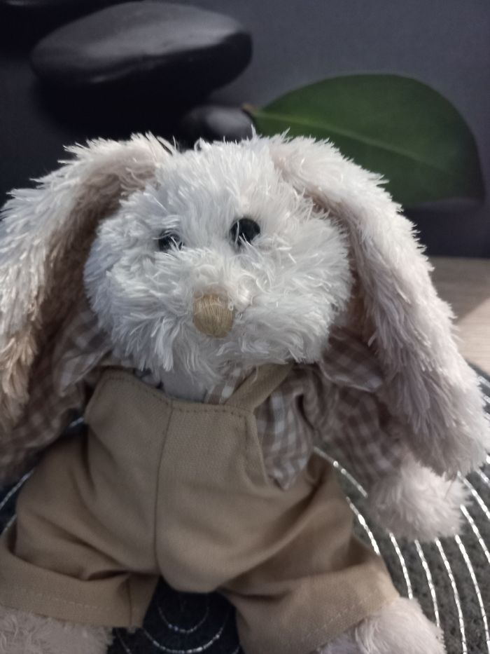Peluche lapin avec sa salopette Louise Mansen 22cm - photo numéro 2
