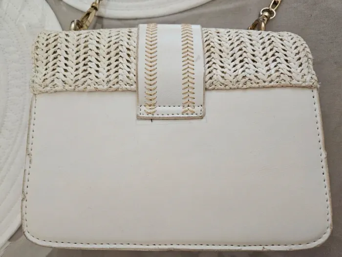 Sac à main chaînette amovible beige et dorée - photo numéro 4