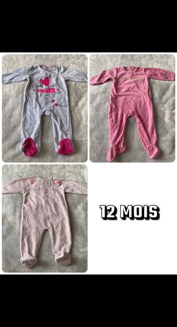 Lot de 3 pyjamas velours 12 mois