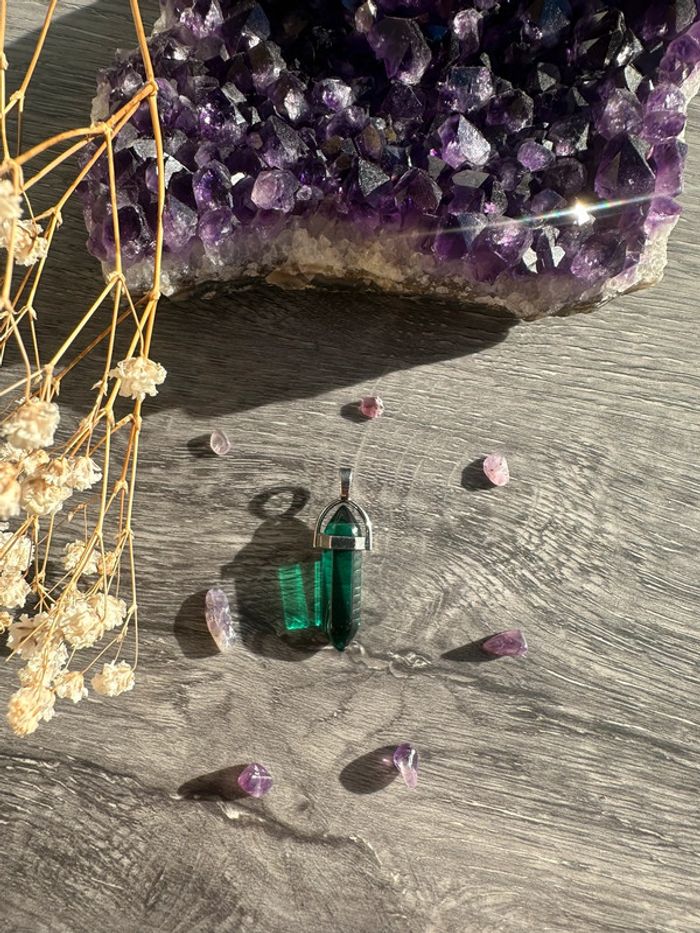 Pendentif pendule en cristal vert - Pierre naturelle - photo numéro 4