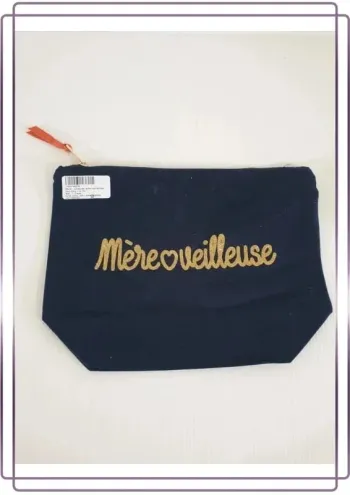 Pochette bleu marine Madame tshirt mère veilleuse, très bon état, 29x22cm