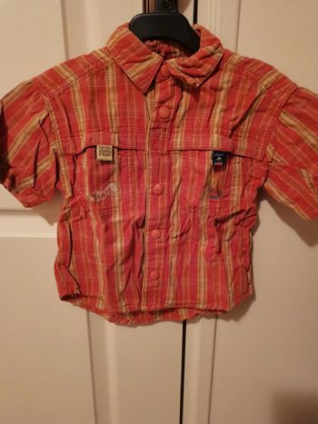 Chemise manches courtes à carreaux orange