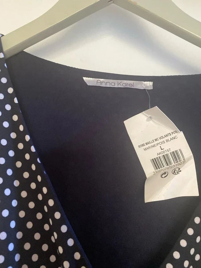 Robe marine à pois blanc Anna Karel taille L Neuve - photo numéro 5