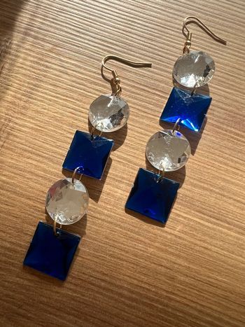 Boucles d’oreilles bleu nuit et argenté