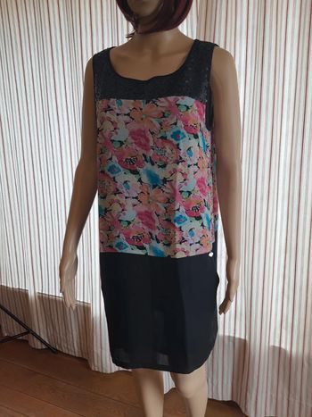 Robe Gaudí jeans noire et Fleuries taille 44