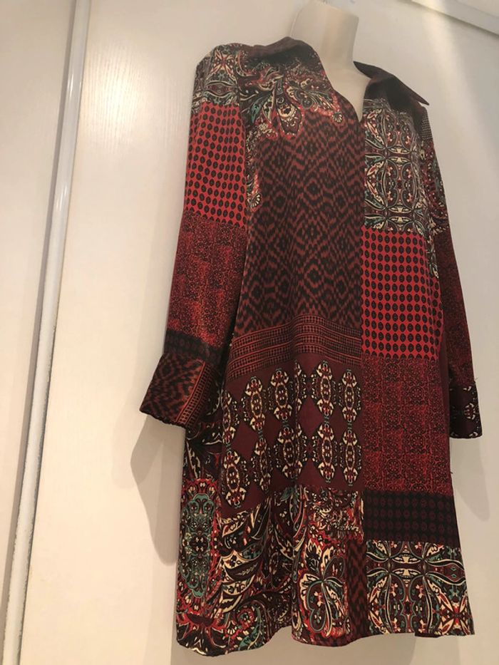 Robe Zara Rouge bordeaux vert taille M Aspect satiné - photo numéro 10