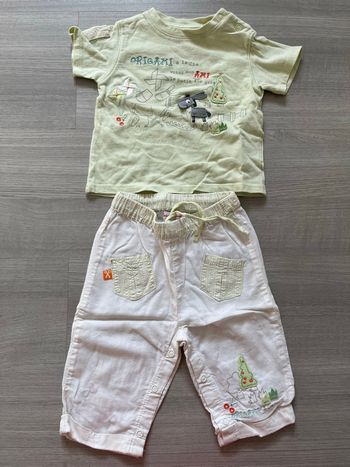 Ensemble t-shirt vert et pantalon assorti 6 mois