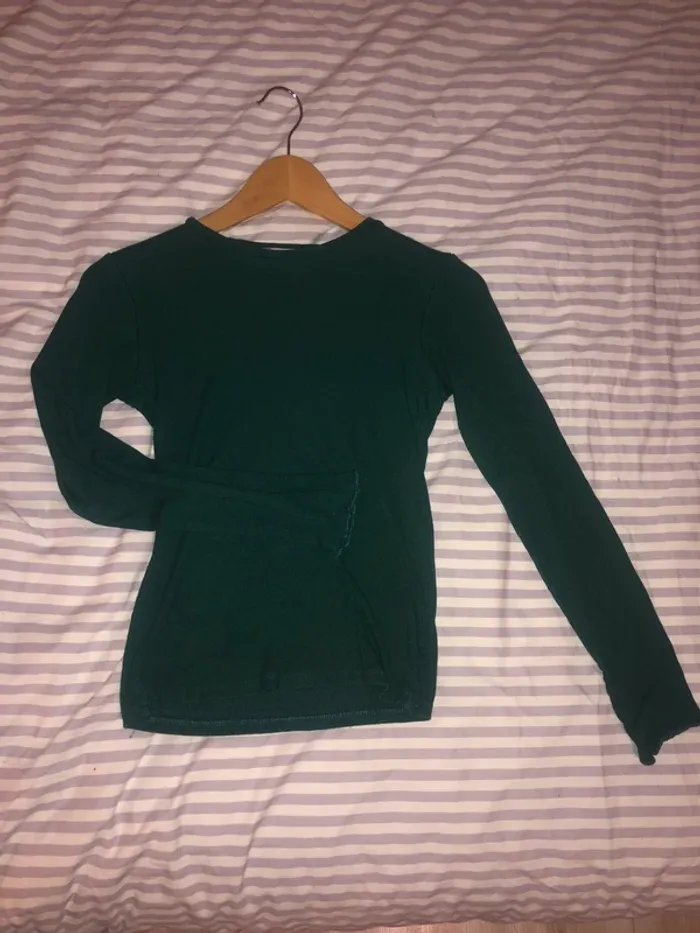 tee shirt manches longues vert femme - photo numéro 2