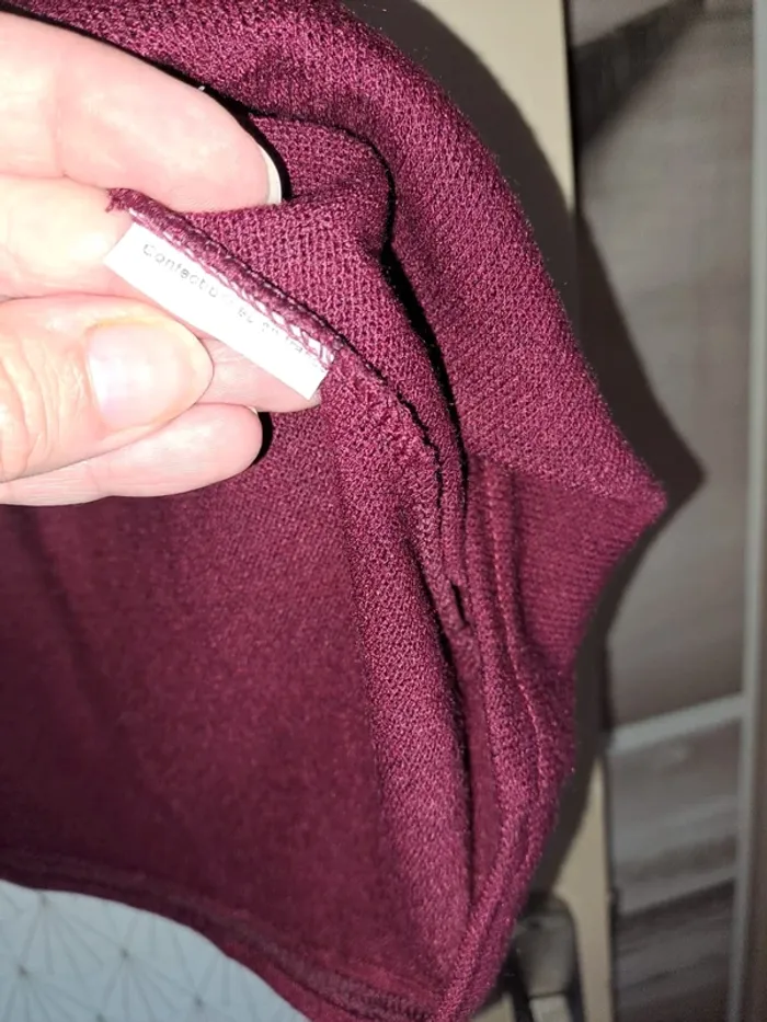 Pull tunique doux femme À Paris tbe bordeaux avec décos 50/52 étiquette coupée - photo numéro 4