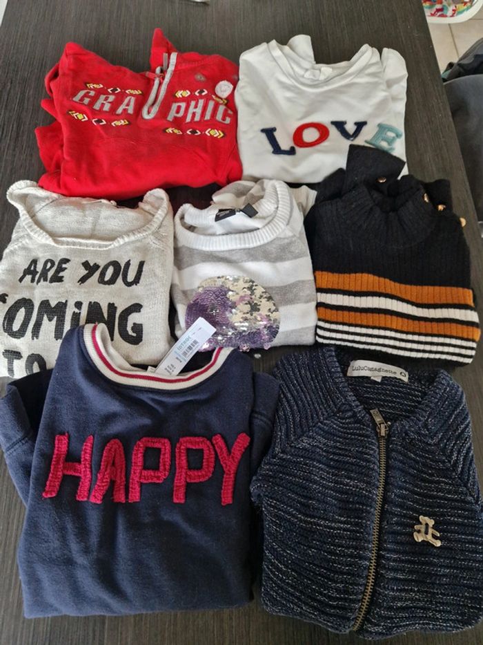 Lot 7 pulls gilets sweat fille 6 ans