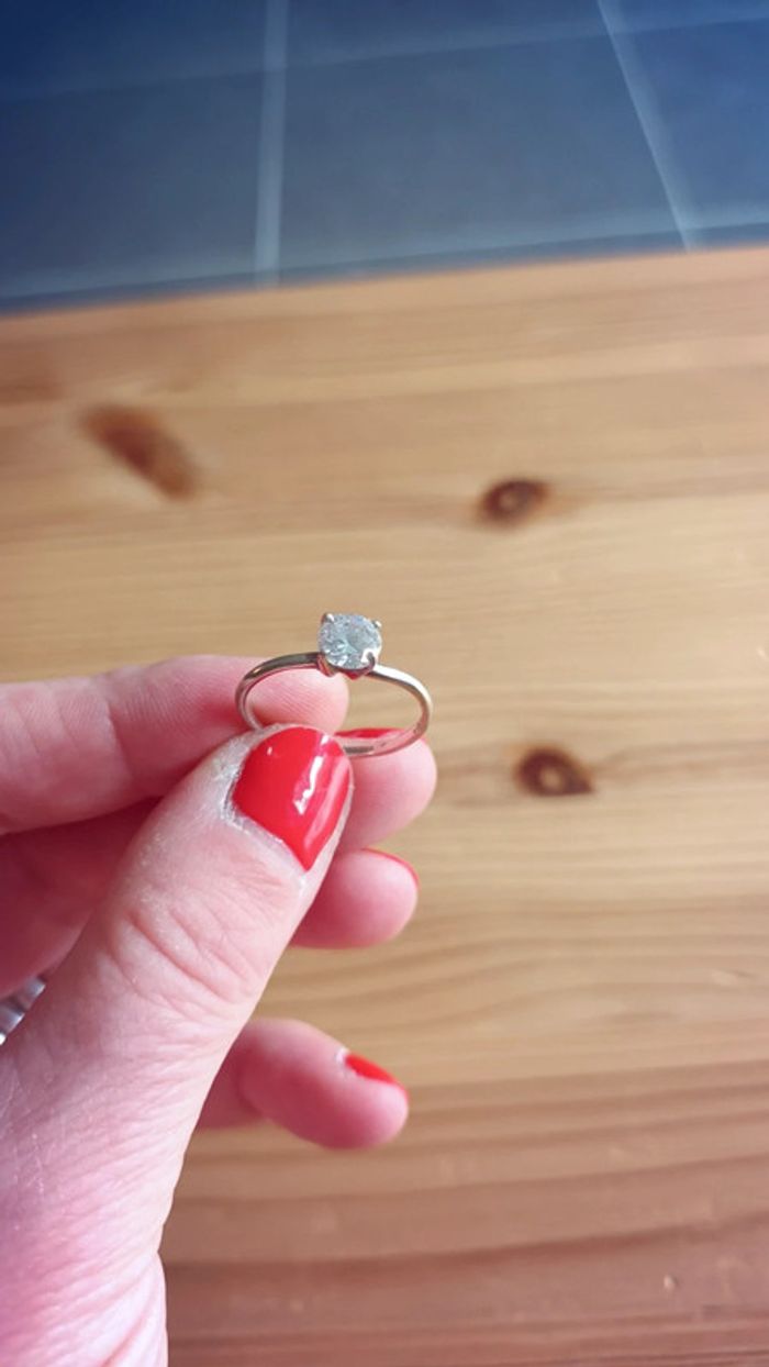 Solitaire en argent 925 et gros zirconium - photo numéro 4