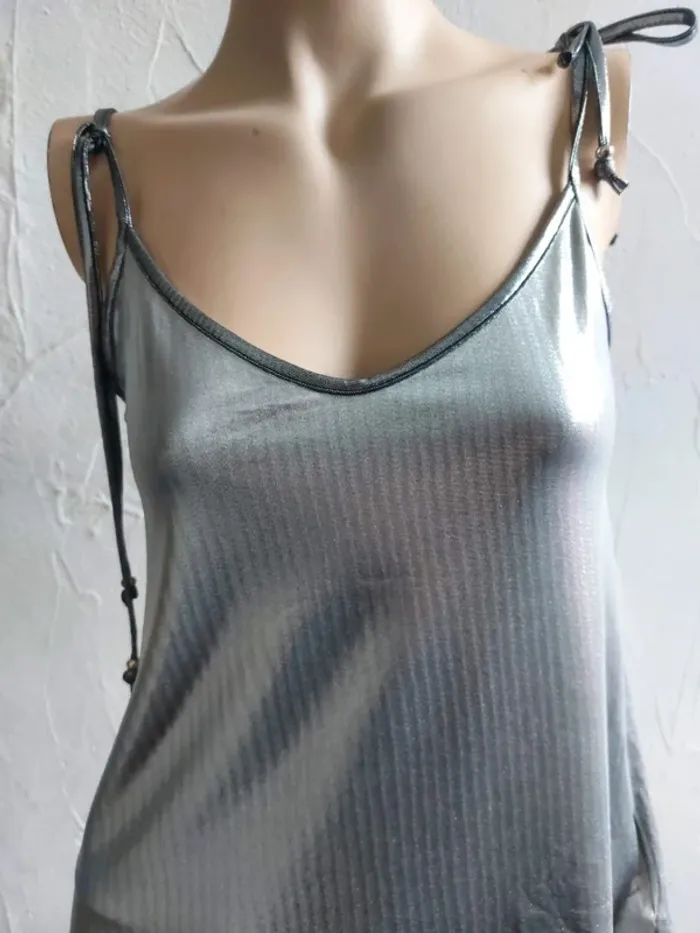 Débardeur argenté à bretelles Taille 36 - photo numéro 2