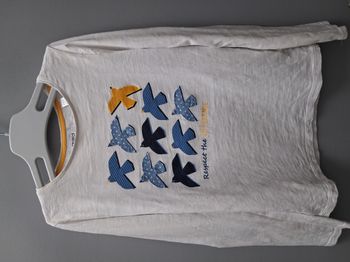 T-shirt blanc motif oiseaux - 10 ans