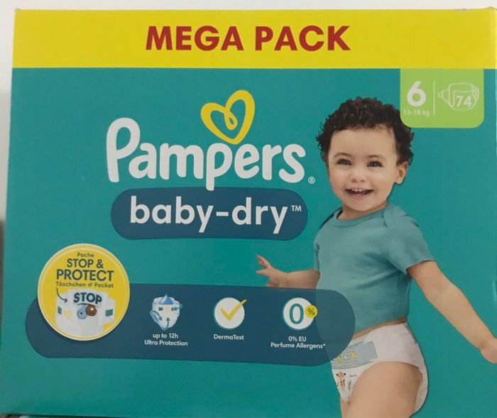 Pampers baby dry taille 6 /74 couches