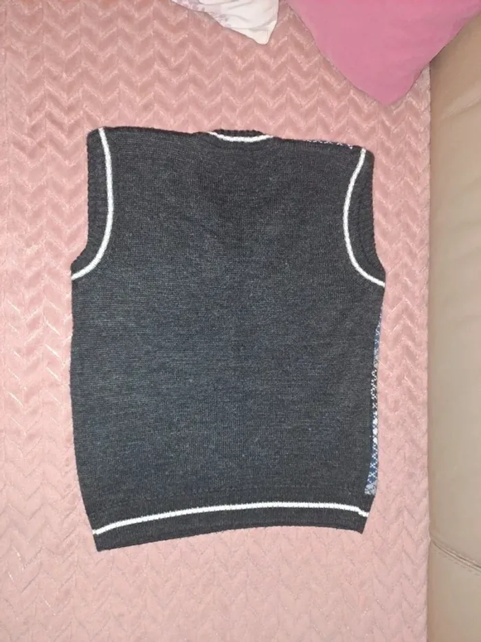 Pull sans manche bleu gris garçon deMetz 5 ans taille plus 6-ans tbe - photo numéro 5