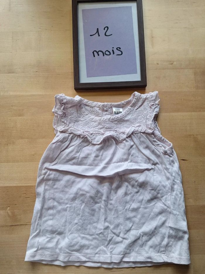 T-shirt manches courtes pour fille taille 12mois marque zara baby très bon état