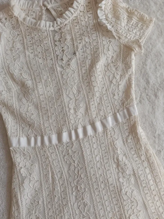 Robe Naf Naf 36 en dentelle blanc crème événement baptême mariage - photo numéro 9