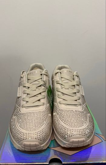 Basket uno beige à. strass argenté -38