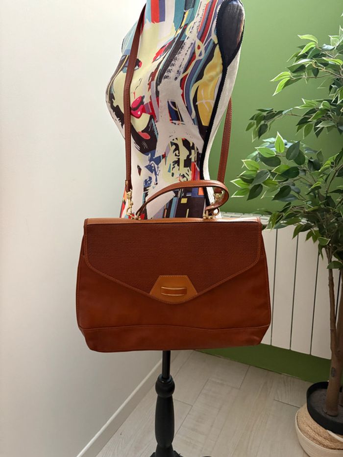 Sac à main vintage Lorenzo en cuir couleur marron - photo numéro 4
