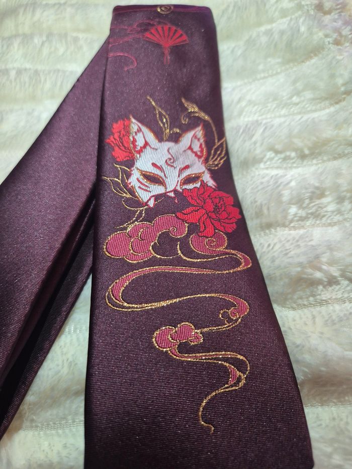 Cravate Japonaise  brodée Kitsune - photo numéro 4