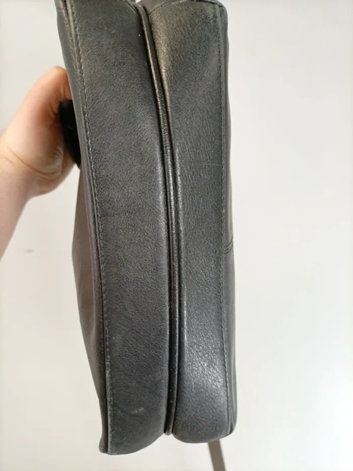 Sac à main sacoche cuir noir Etrier chic vintage été - photo numéro 9