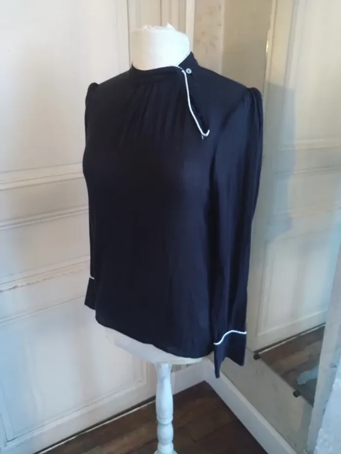 top t shirt noir manches longues Les Petites Collection t S 36 Coton - photo numéro 3