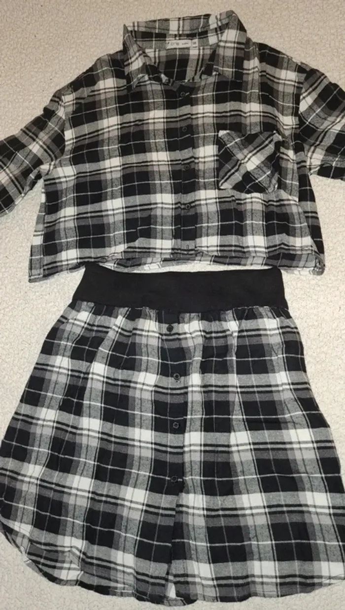 ensemble jupe chemise a carreaux - photo numéro 9