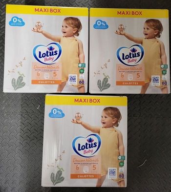 3  Cartons de couches culottes lotus taille 5