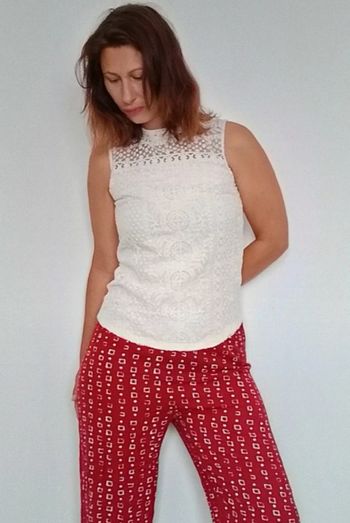 Blouse sans manche doublée crochet