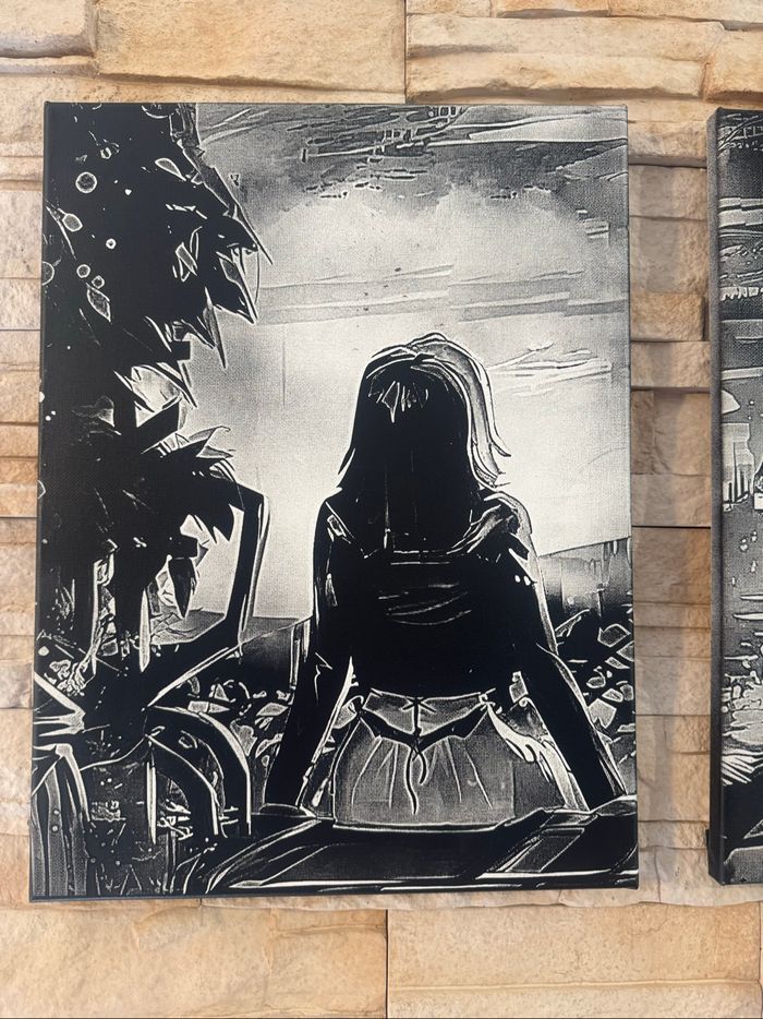 Lot de 2 tableaux Jinx et Ekko scène mythique Arcane en toile 30x40cm - photo numéro 4