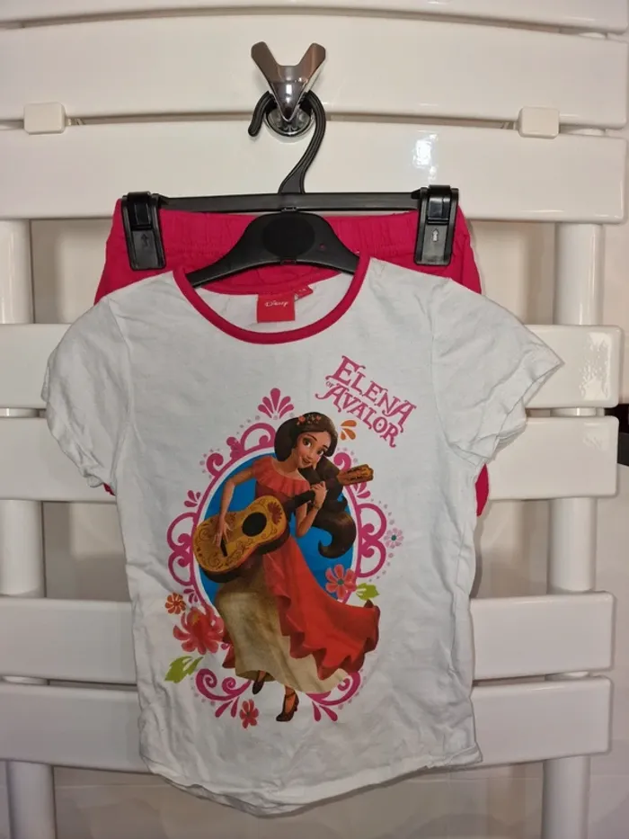 pyjama 2 pièces short blanc et rose Elena d'avalor Disney