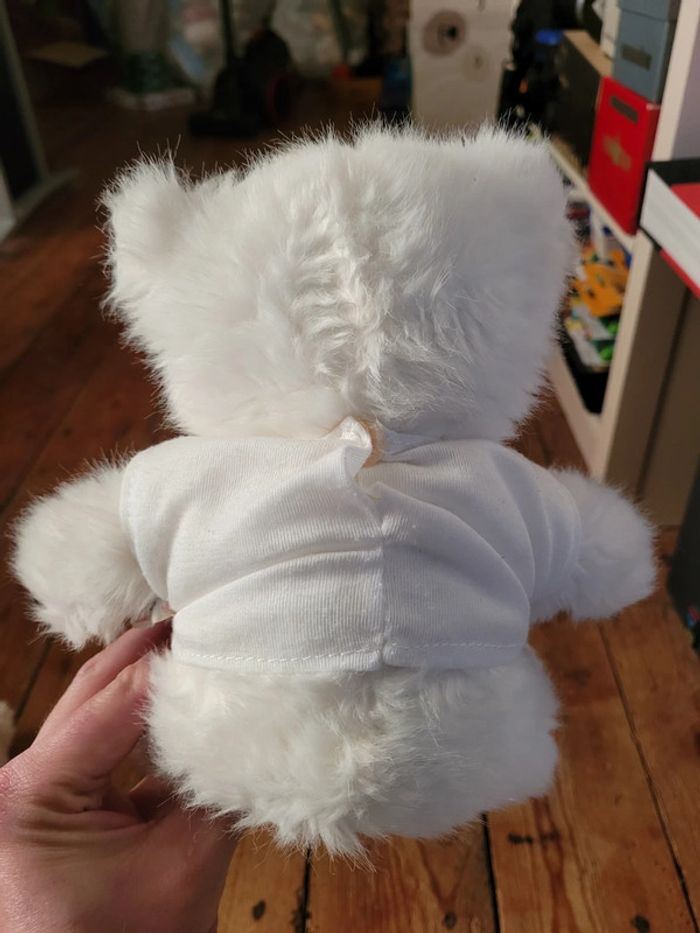 RARE Ours blanc T-shirt Made in France Boulgom Baby 20cm collection assis - photo numéro 4