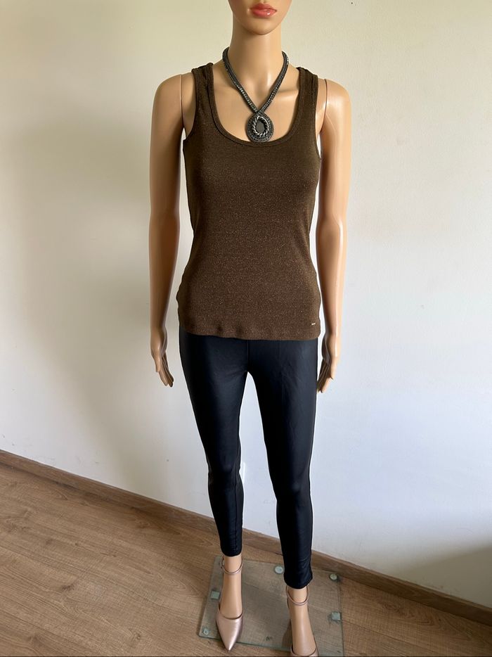 Débardeur marron pailleté sans manches Morgan taille XS TBE - photo numéro 3